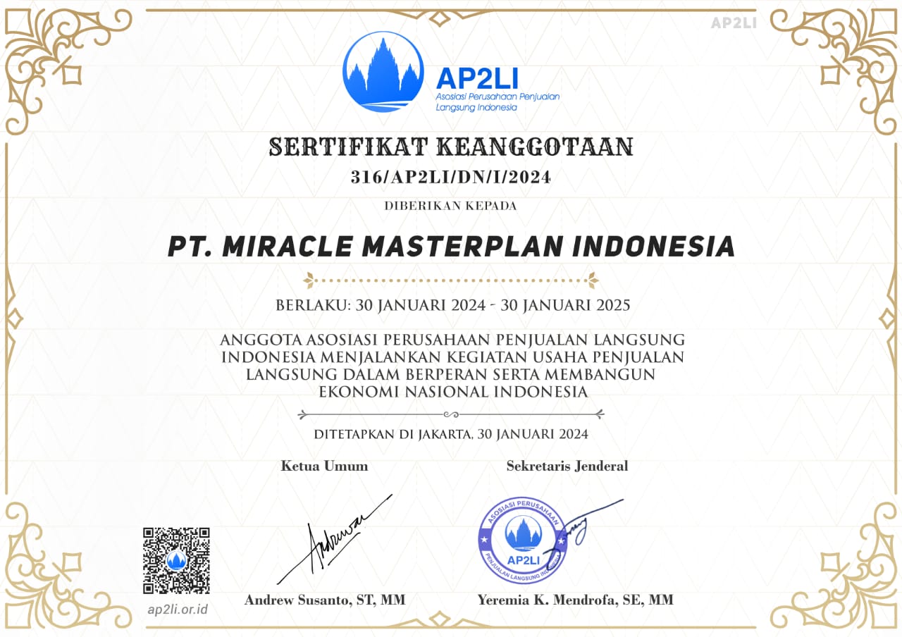 Legalitas AP2LI miracle masterplan indonesia